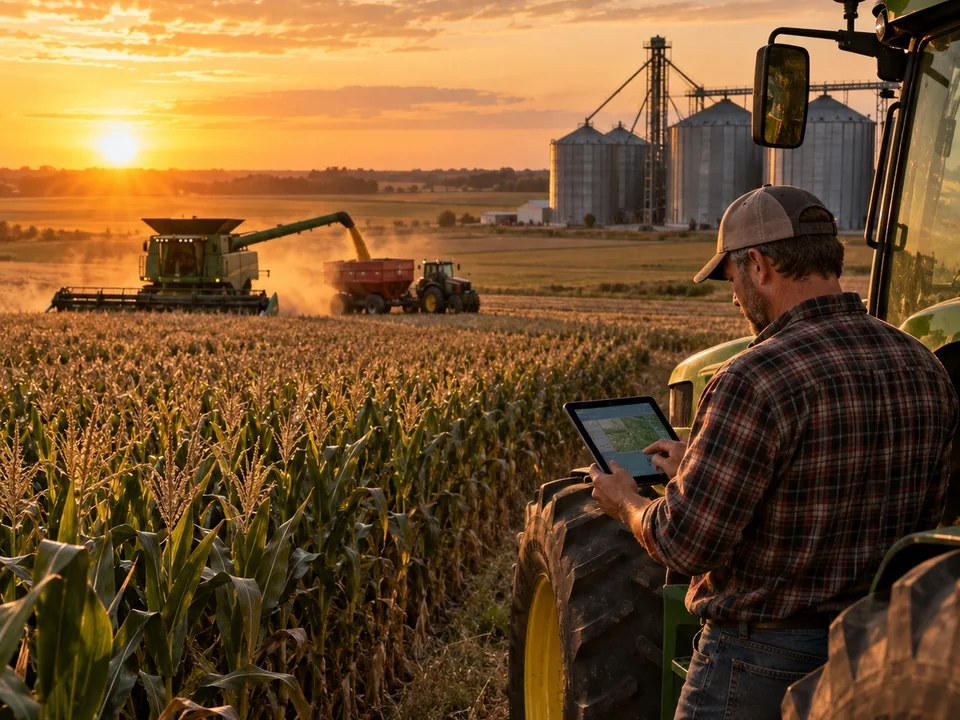 Operação agrícola com tecnologia no campo